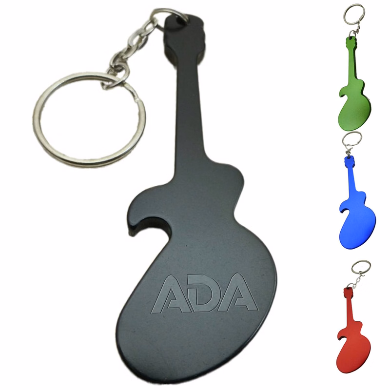 Guitar Shaped Aluminum Alloy Bottle Opener Keychain