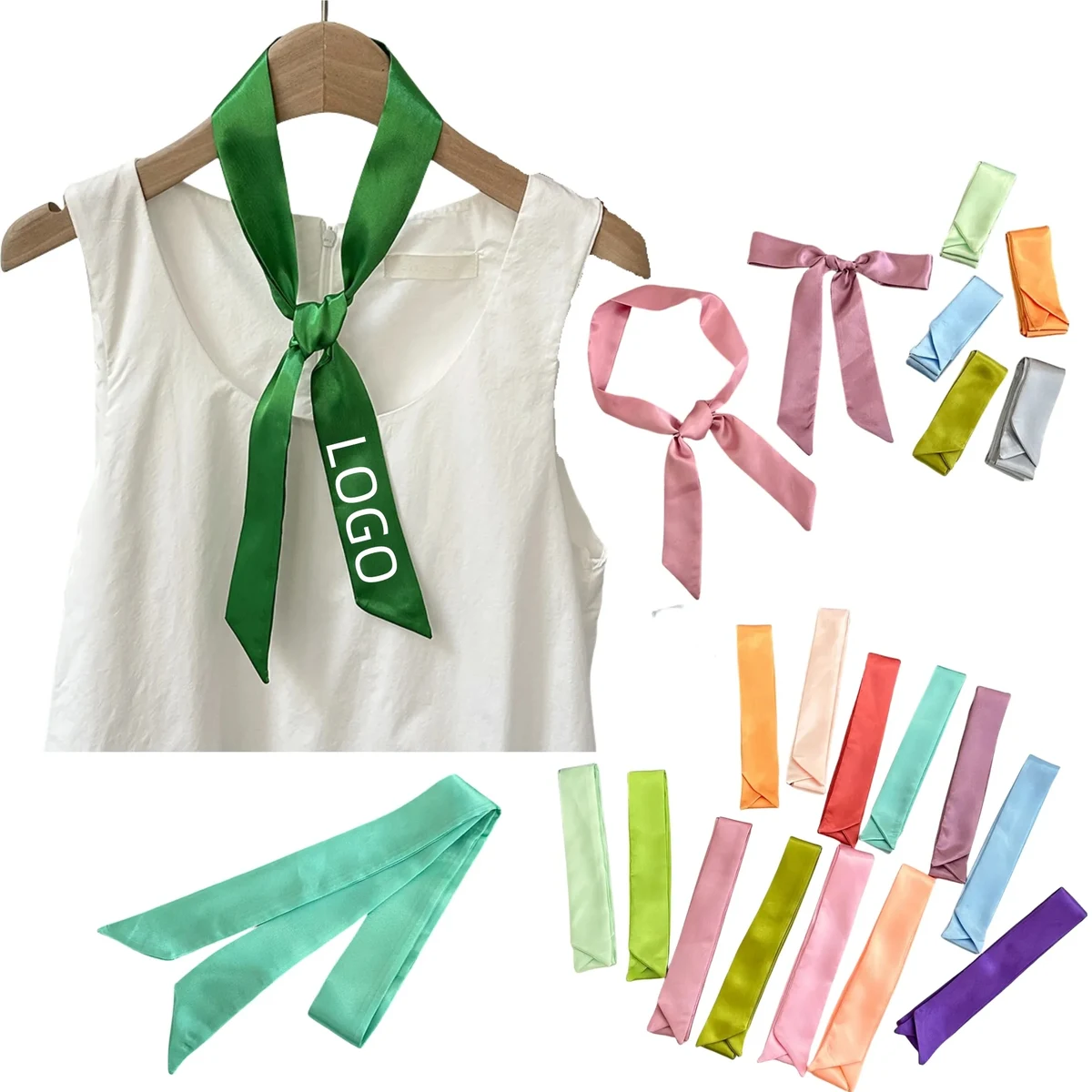 Elegant Long Scarf: Versatile Neckwear & Hair Accessory 1