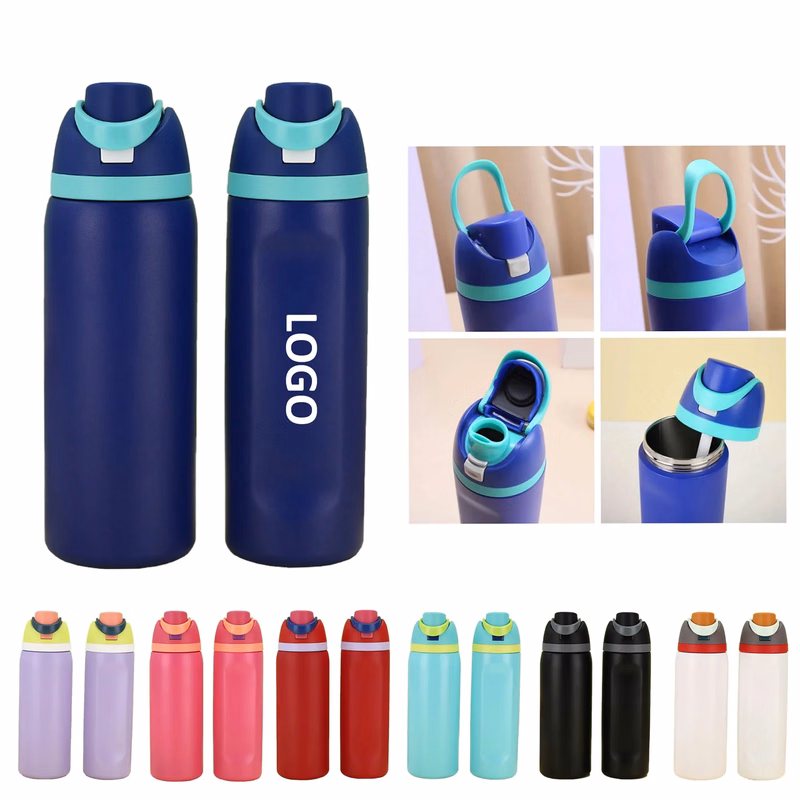 24 Oz Double Layer Insulated Water Bottle With Straw