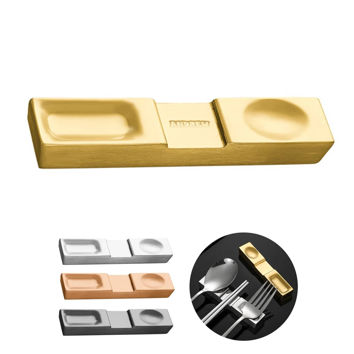 Stainless Steel Chopstick Spoon Fork Rests 1