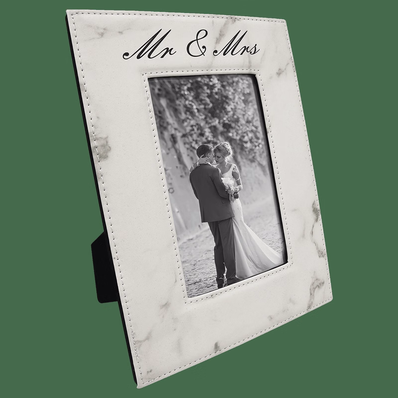 4" x 6" White Marble Leatherette Photo Frame