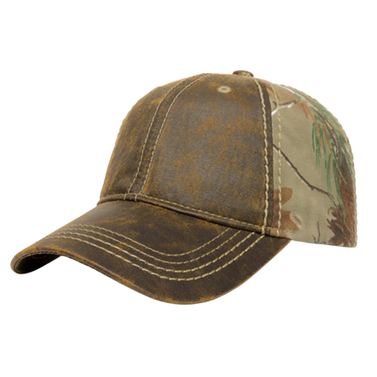 Faux Leathered Poly/Cotton Camo Cap 1