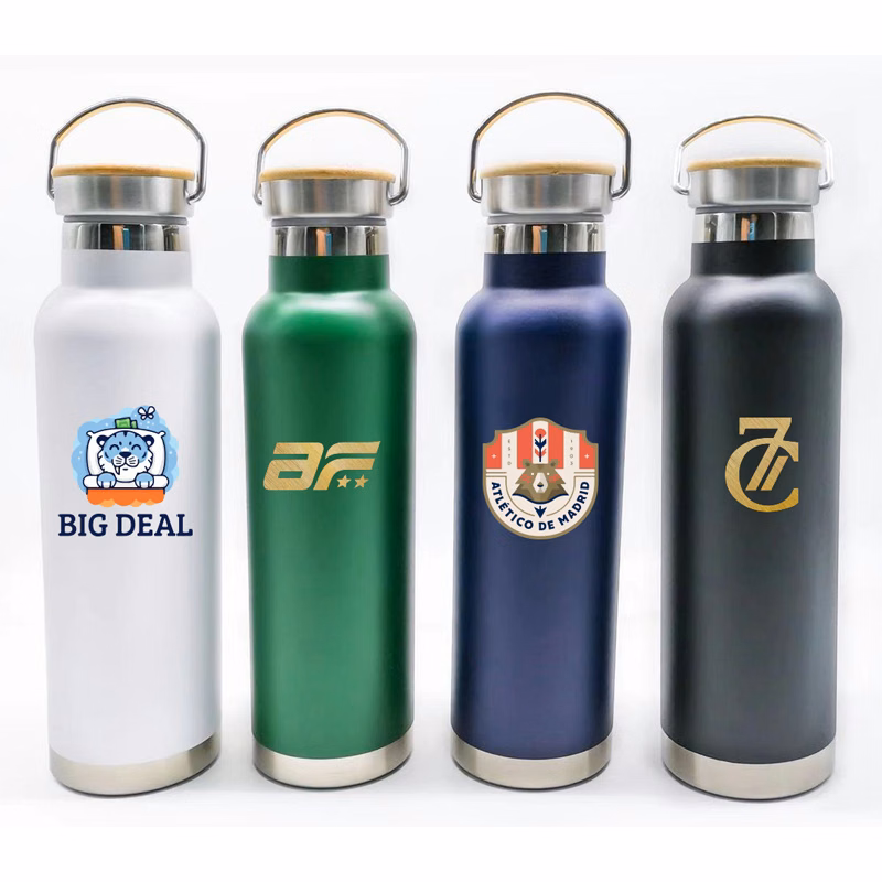 Double Wall Stainless Steel Tumbler with Bamboo Lid, 20 oz.