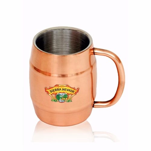 14 oz Ankara Copper Coated Stainless Steel Moscow Mule Barrel Mug