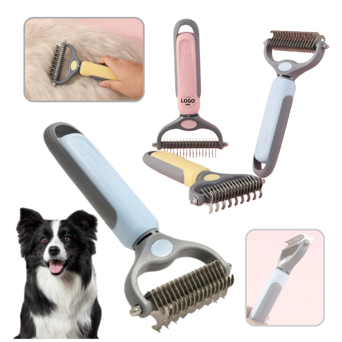 Pet Grooming Brush Double Sided Shedding 1