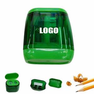 Dual Hole Translucent Plastic Sharpener With Steel Blade