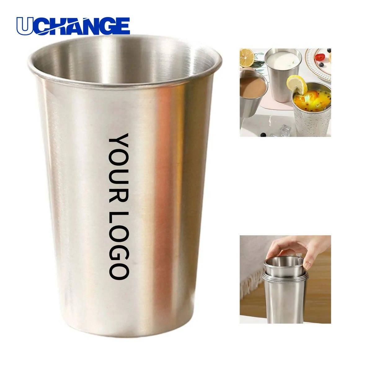 Metal Cup Drinkware 16oz Reusable Design 1