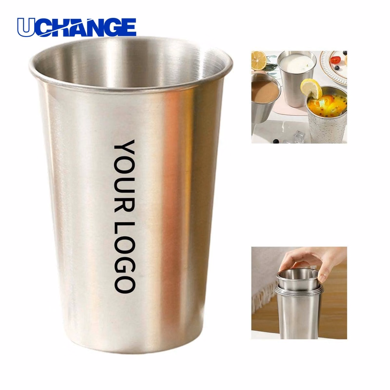 Metal Cup Drinkware 16oz Reusable Design
