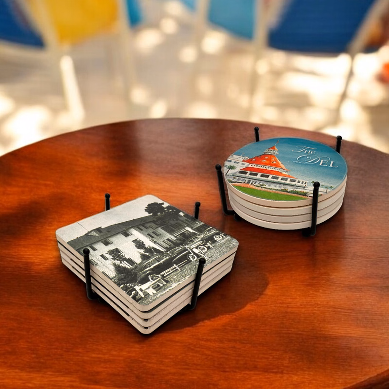 Heavy Duty 4 Ball Post Metal 4 Coaster Holder Sets