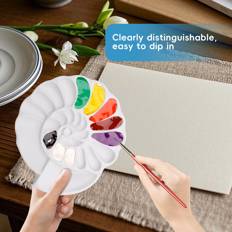 Shell Shaped Paint Palette With Multiple Wells For Kids