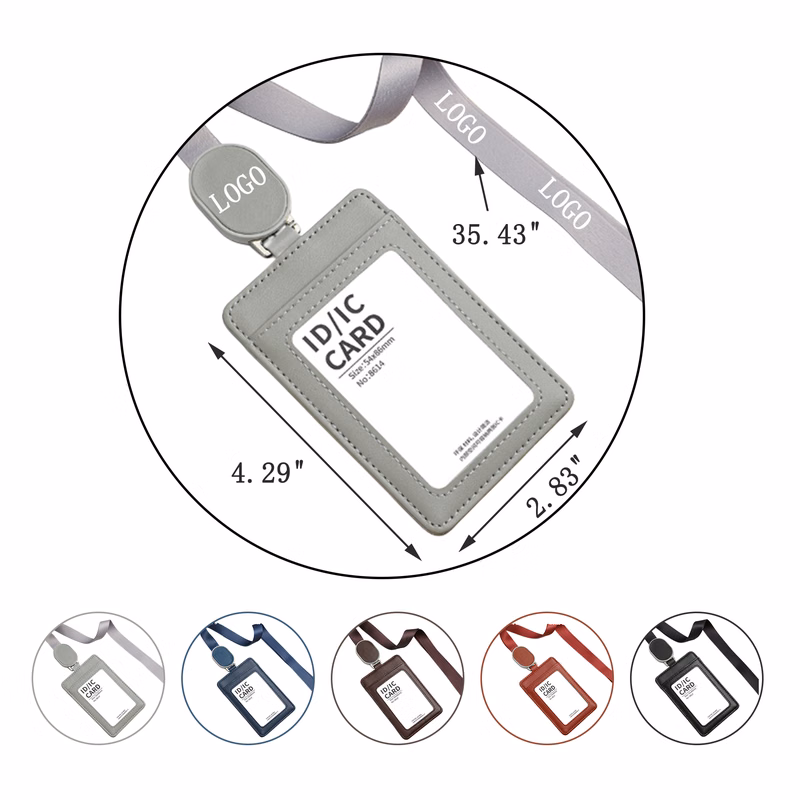 Drawstring Leather ID Card Holder