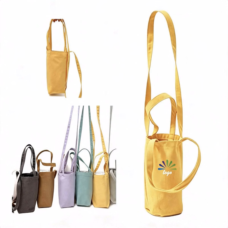 Canvas Water Bottle Carry Pouch Full Color Custom Logo