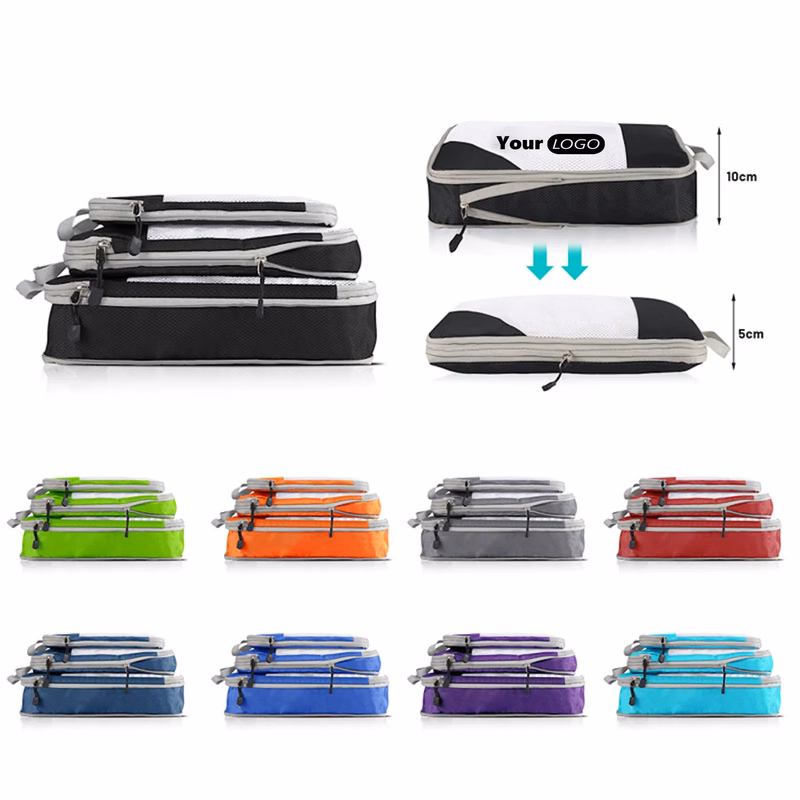 Set of 3 Packing Cubes Foldable Storage Bag Organizer Mesh