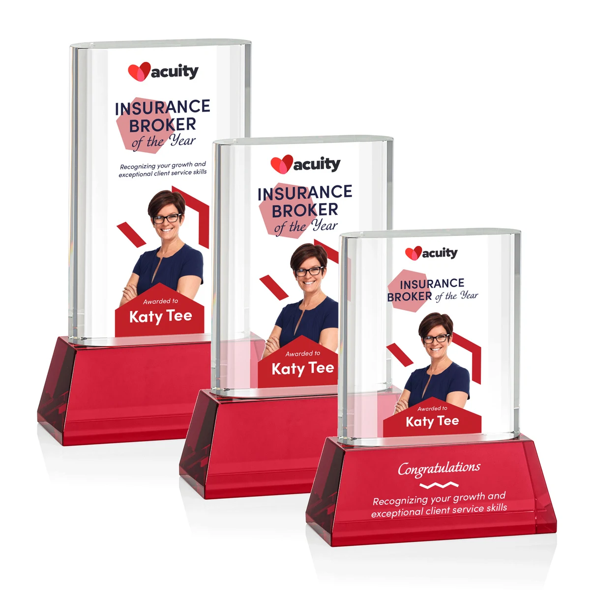 Merit VividPrint™ Award on Base - Red 1