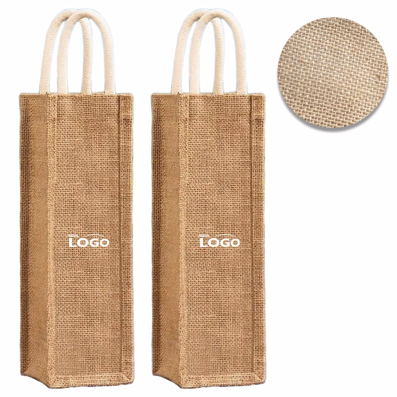 Custom 1 Bottle Burlap Wine Bag