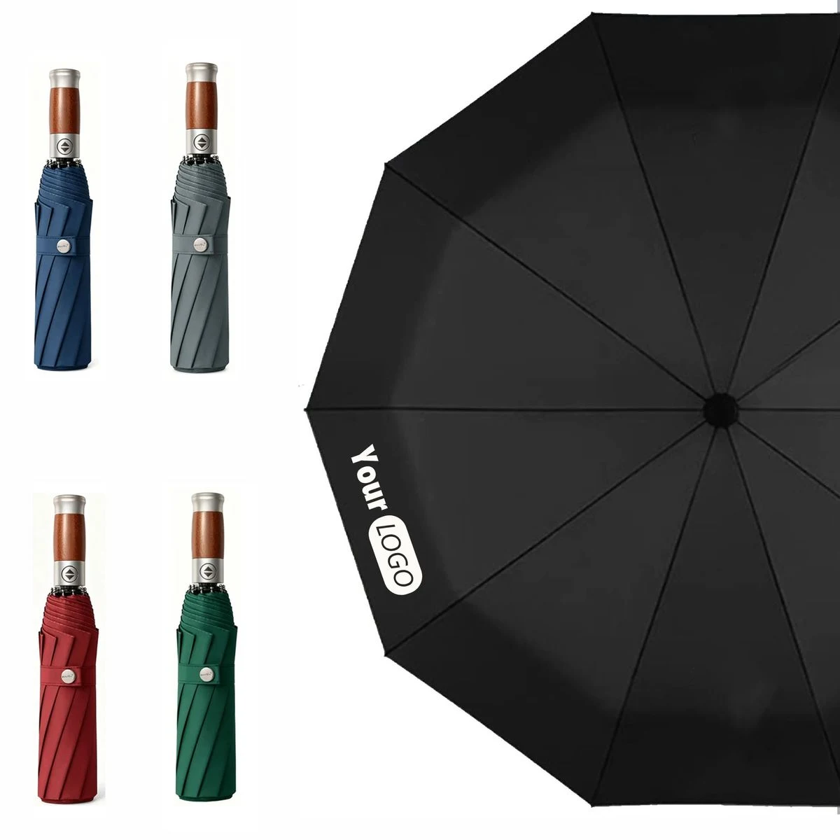 41.3 Inch Full Black Coated Auto Windproof Sun Rain Umbrella 1