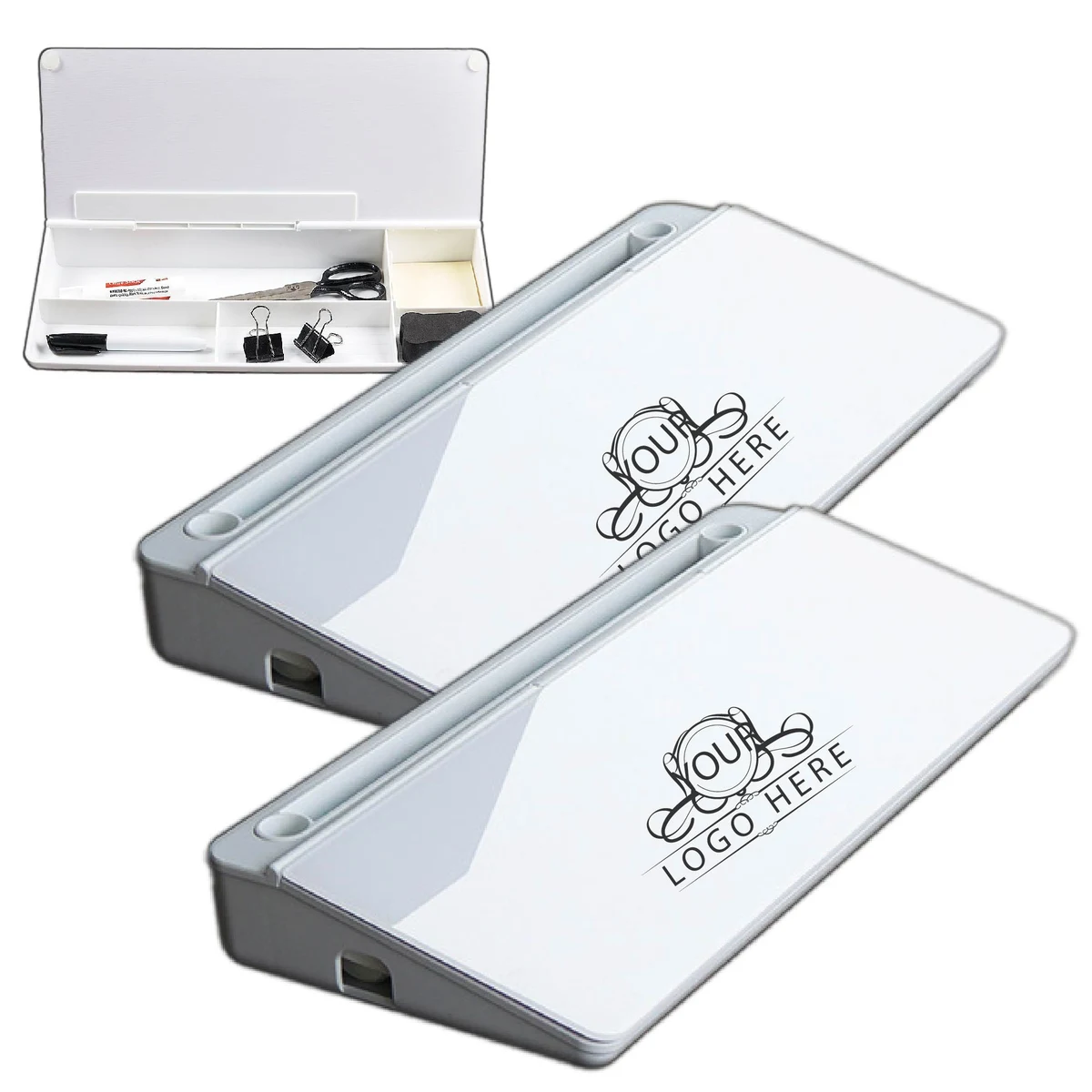 Dry Erase Glass Desktop Whiteboard Organizer 1