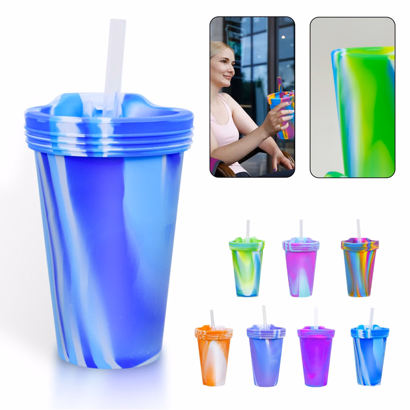 16 Oz. Silicone Tumbler with Lid and Straw