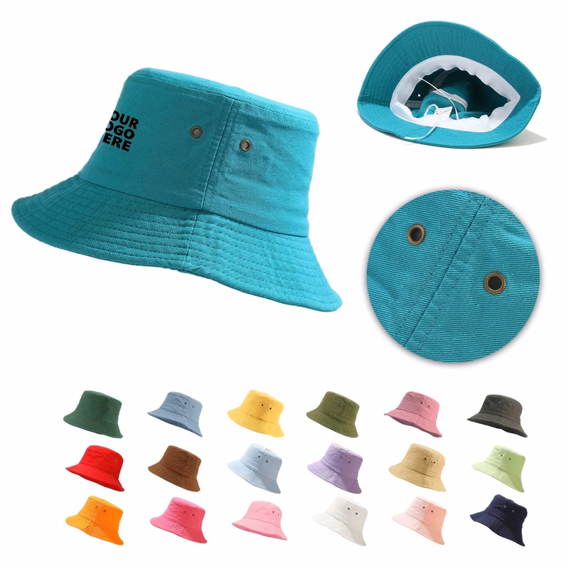 MOQ50 Cotton Bucket Hat Breathable Sun Protection