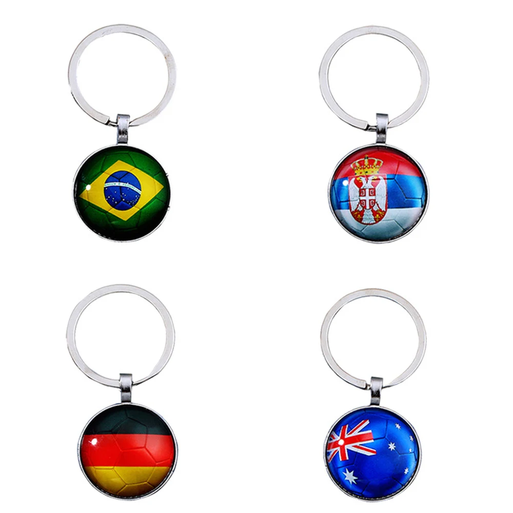 Qatar World Cup National Flag Football Glass Key Chain 1