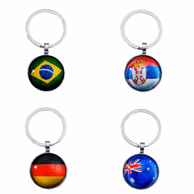Qatar World Cup National Flag Football Glass Key Chain