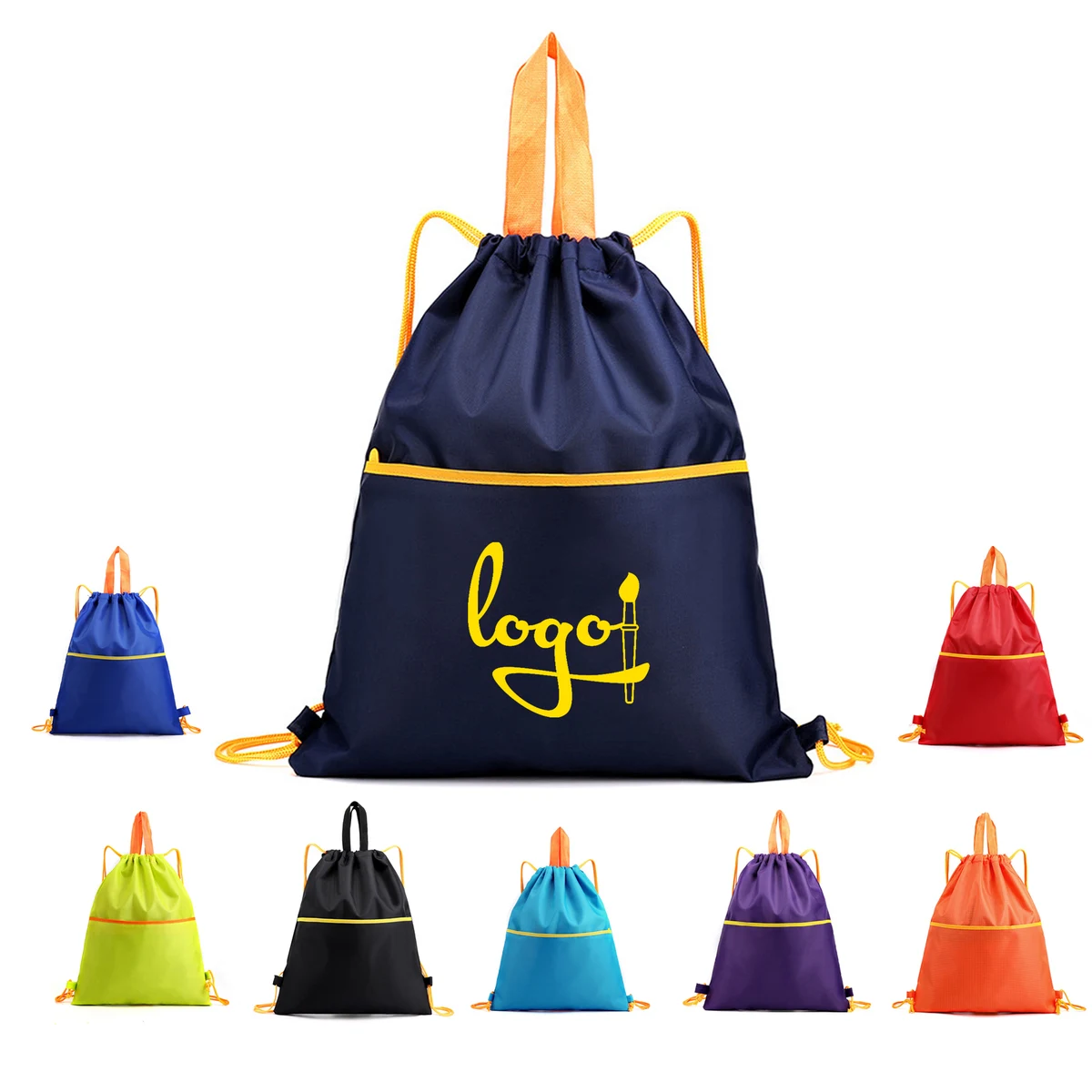 Custom Drawstring Backpack with Front Pocket 1