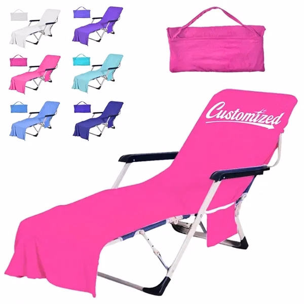 Custom Microfiber Lounge Chair Cover Towel with Pockets, 28 x 79 — Resort & Pool Giveaway