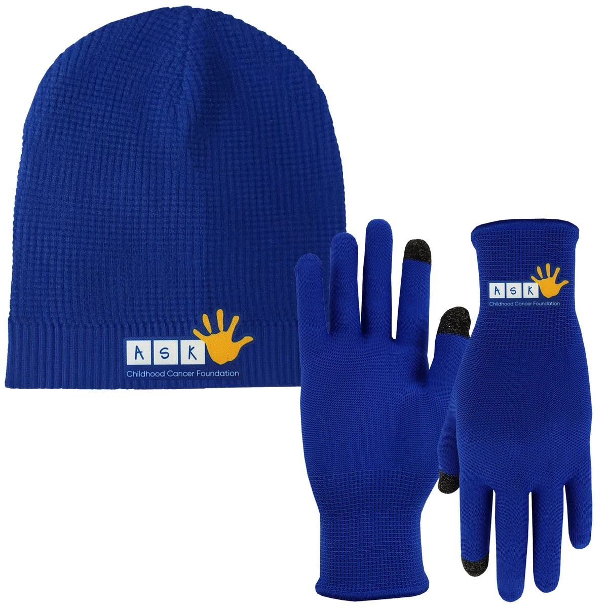 Lightweight Waffle Knit Beanie Cap and Performance Text Gloves Combo 1