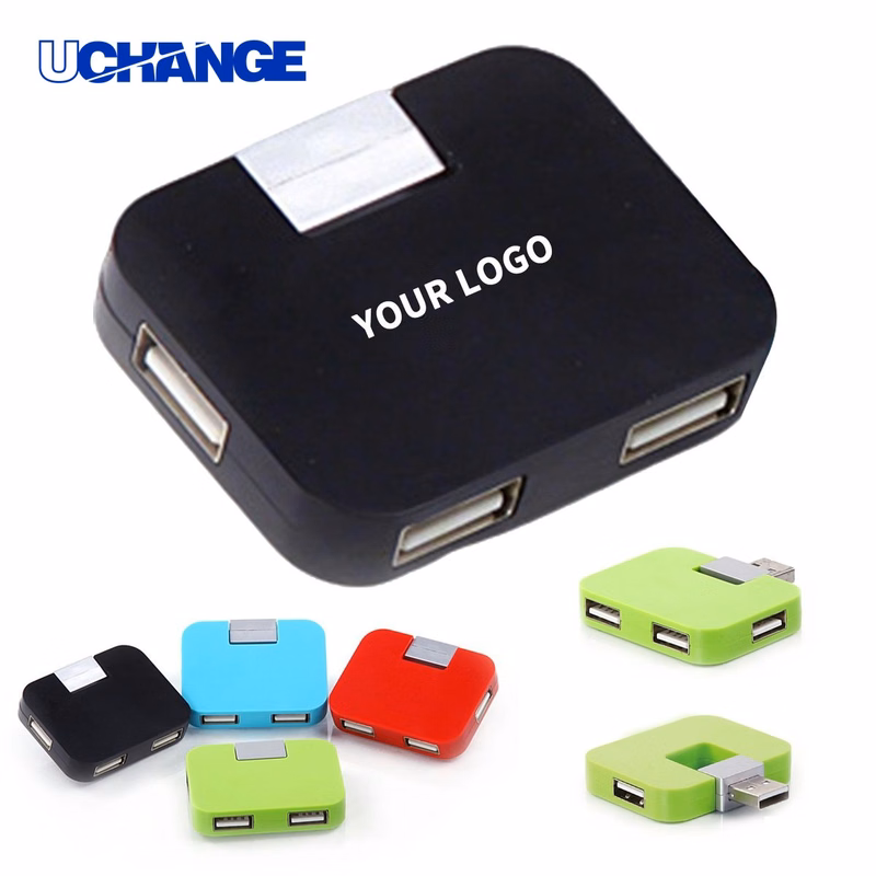 USB Four Port Hub Adapter with Swivel Connector 2" Length X 1.6" Width