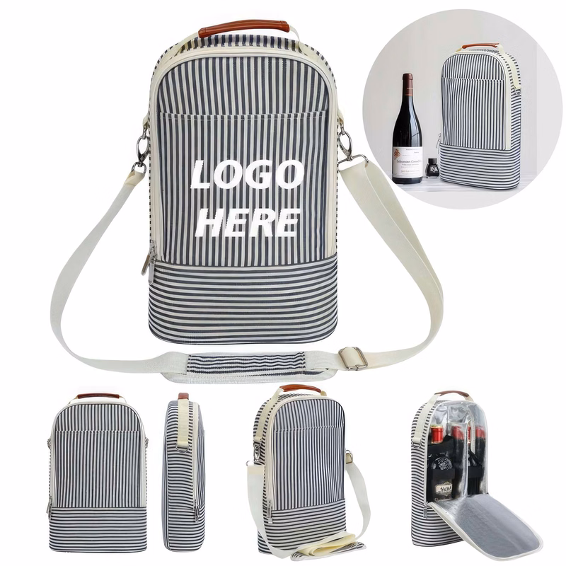 Custom Insulated 2 Bottle Wine Gift Tote Carrier