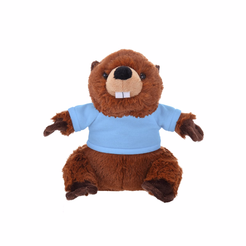 Soft Plush Sitting Beaver wearing a T-Shirt