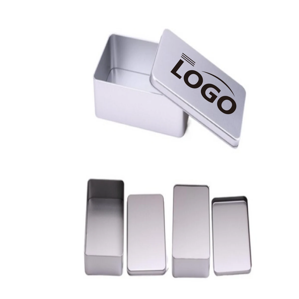 Rectangle Empty Tin Storage Box Containers with Lid 1