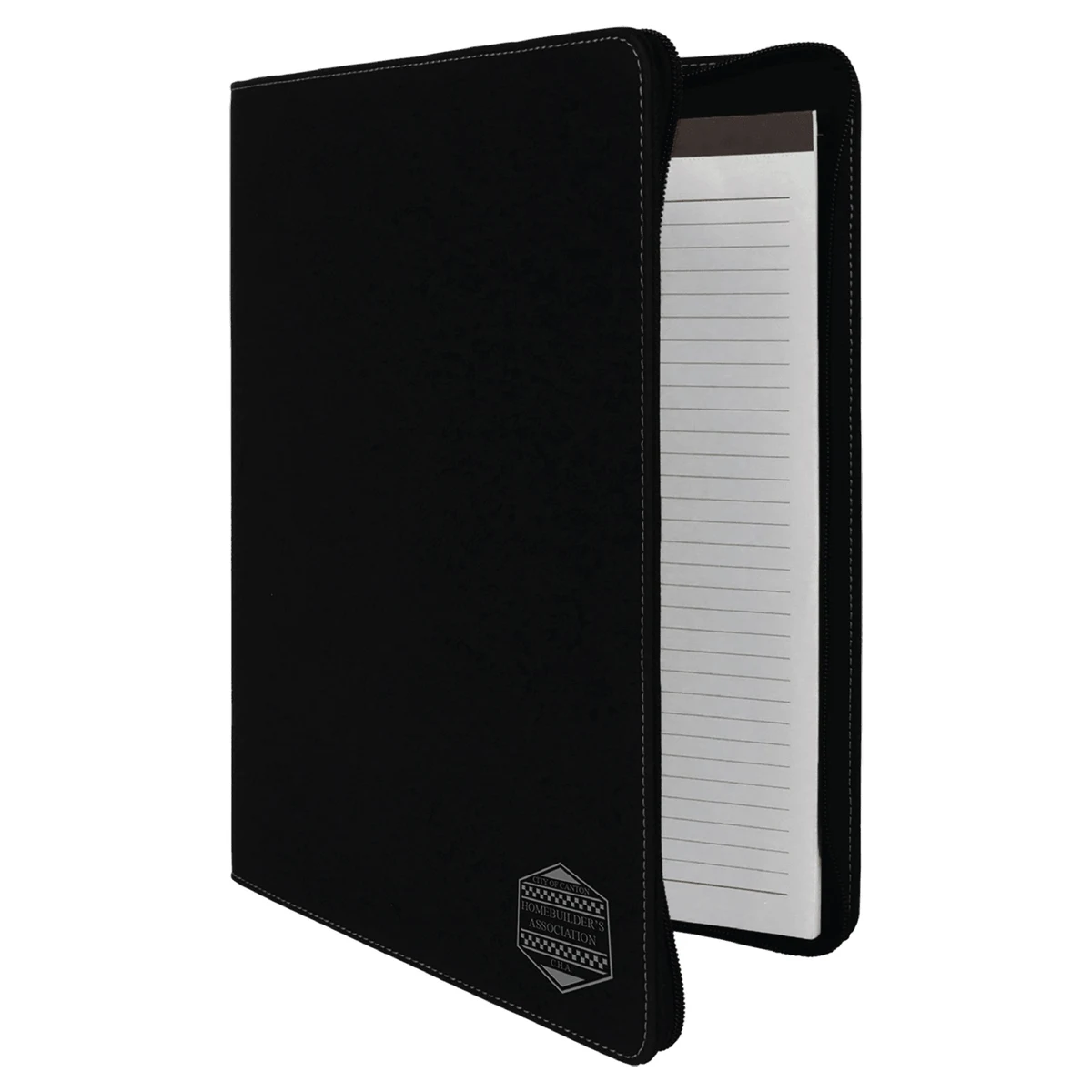 9" x 12" Leatherette Black/Silver Portfolio with Zipper 1