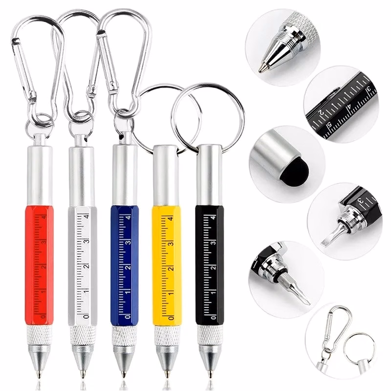 6 In 1 Keychain Multifunction Metal Ballpoint Pen