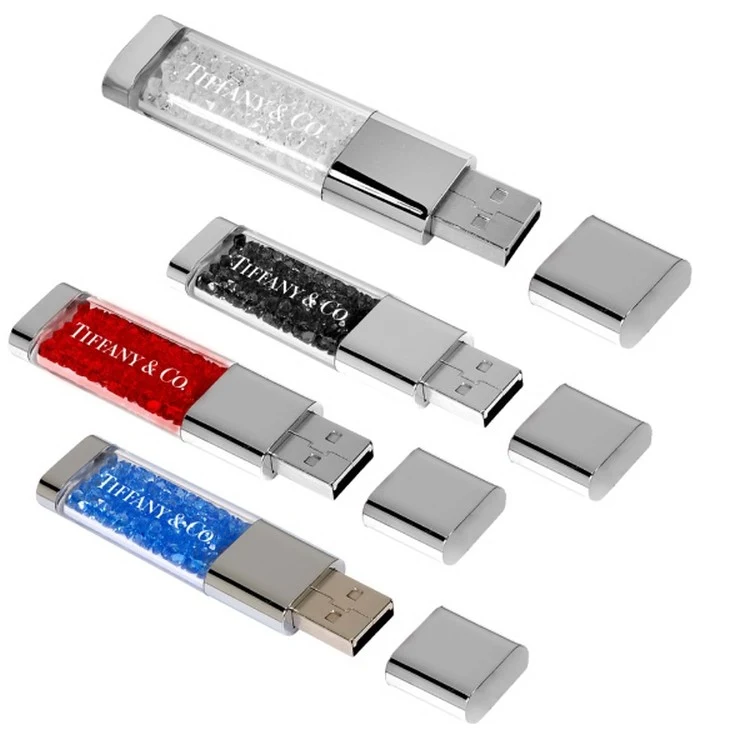 16GB Crystal USB Flash Drive w/Removable Cap 1