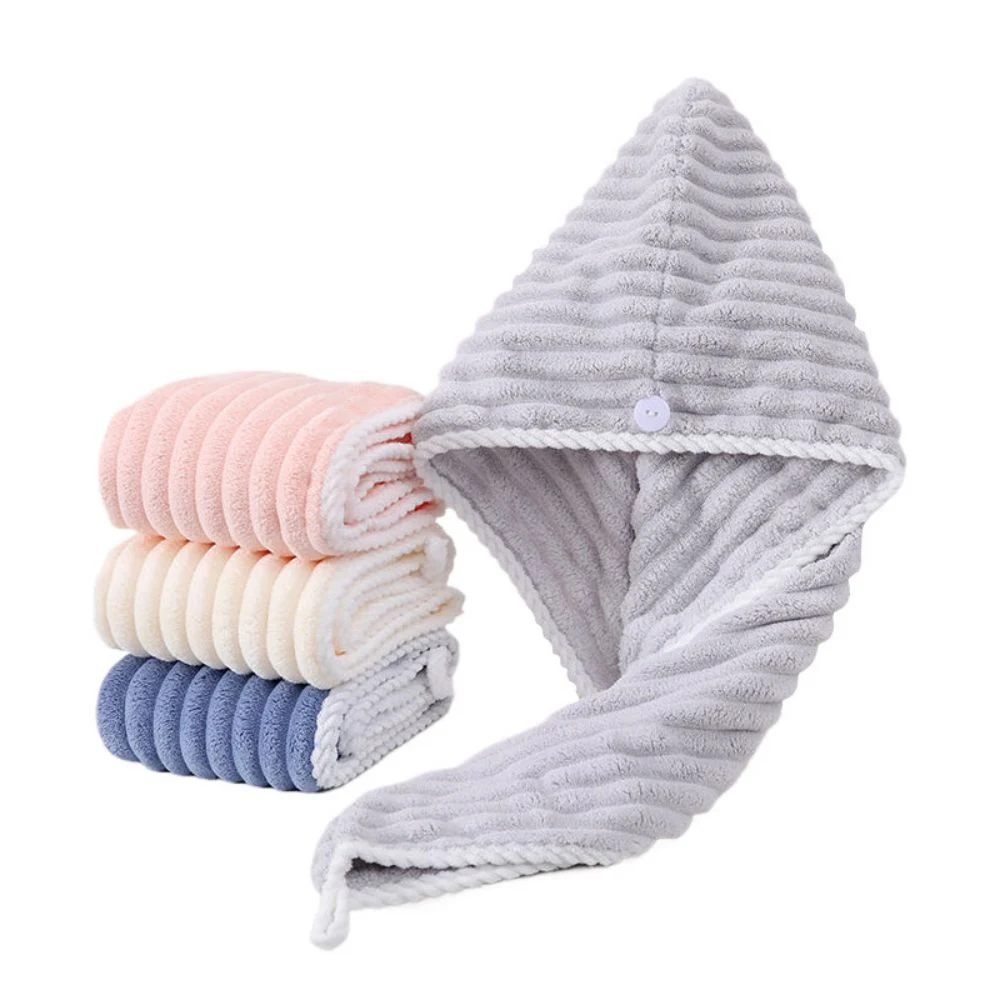 Coral Fleece Plush Thickening Absorbent Dry Hair Cap 1