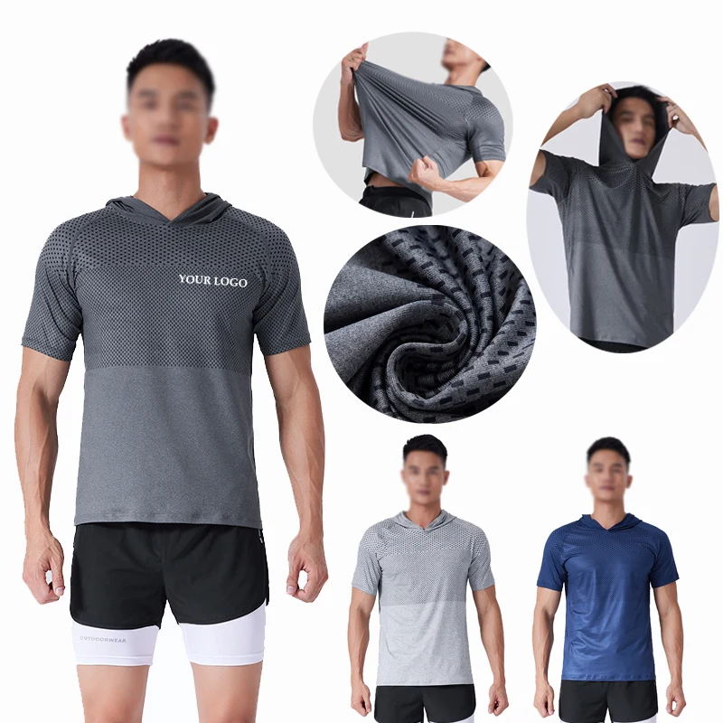 Men's Dry Fit Short Sleeve Active Athletic Hoodie Pullover Sweatshirt 1