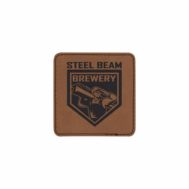 3" Dark Brown Leatherette Square Patch with Adhesive