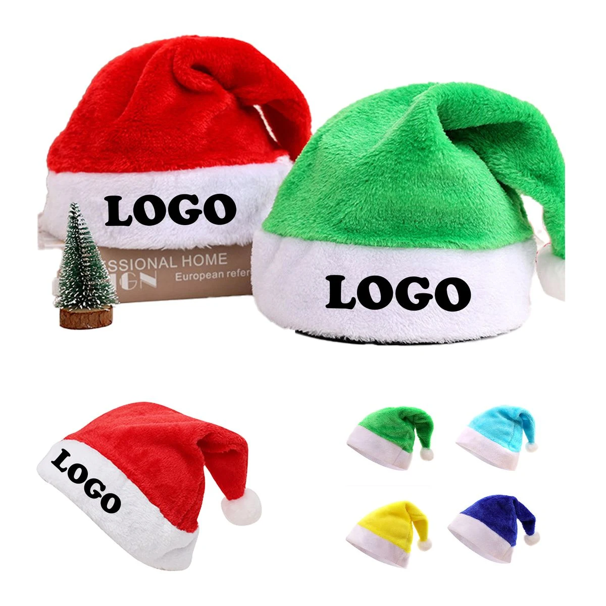 Warm Plush Christmas Hat With White Trim 1