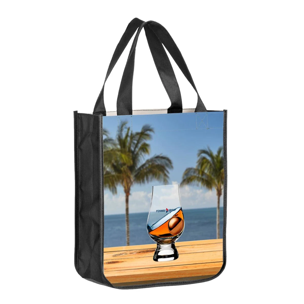 Sublimated PET Non-Woven Tote Bag w/ Rounded Bottom Gusset - 2 Sided (9" x 11" x 4") 1