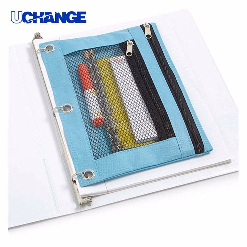 Three Hole Double Zipper Pencil Case
