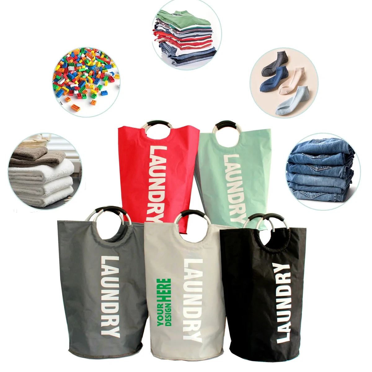 80L Large Capacity Basket Collapsible Laundry Bag 1