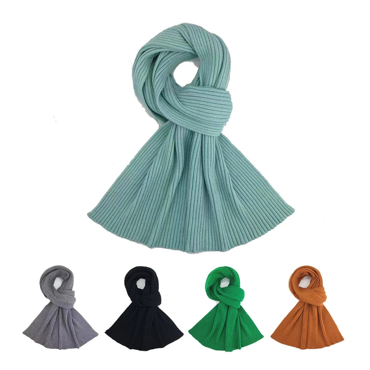 Acrylic double layer kids knitted scarf with polar fleece 1