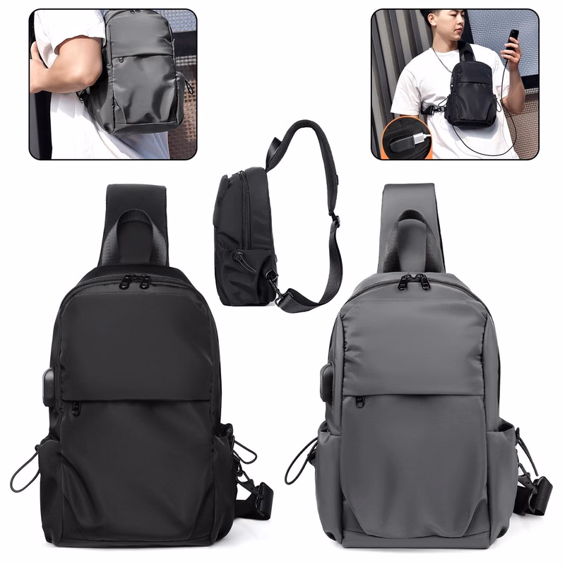 Small Black Sling Crossbody Backpack Shoulder Bag Men Women
