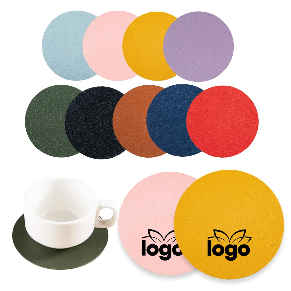 Stylish PU Leather Non-Slip Coaster MOQ50 1