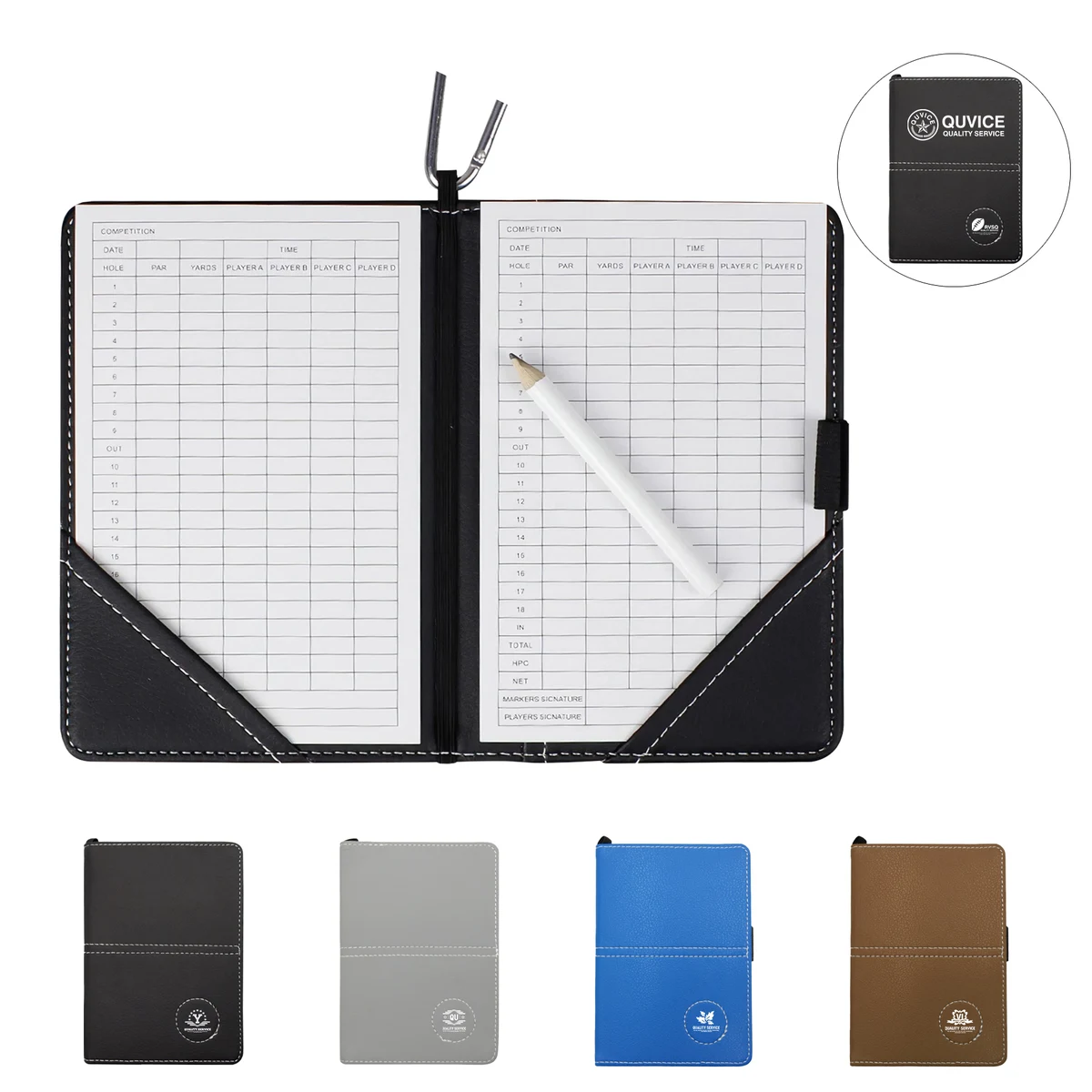 PU Leather Golf Scorecard Holder Yardage Book With Buckle And Pen 1