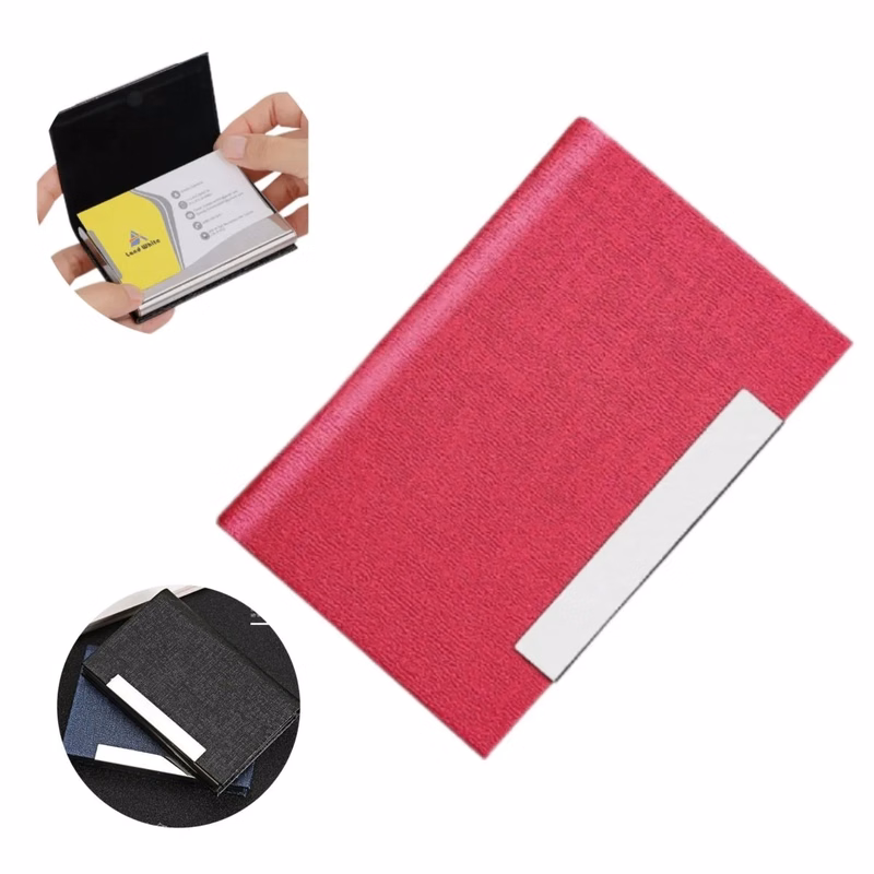 Leather Pocket Clip Metal Business ID Credit Card Wallet