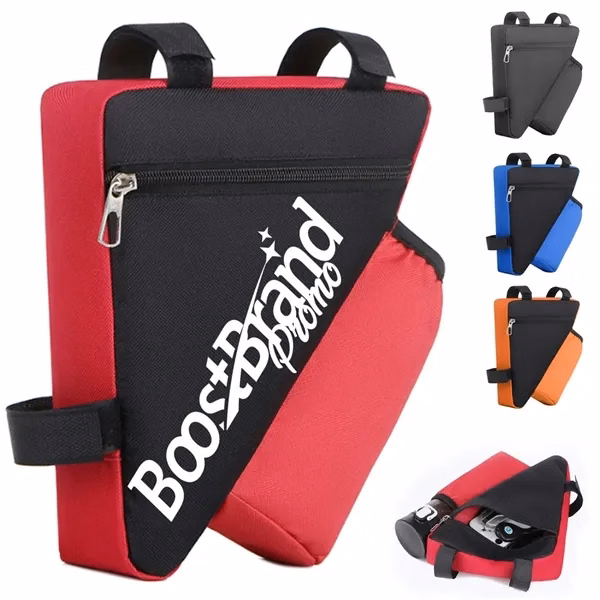 Custom Water-Resistant Bike Frame Triangle Bag with Bottle Holder — Cyclist Gear