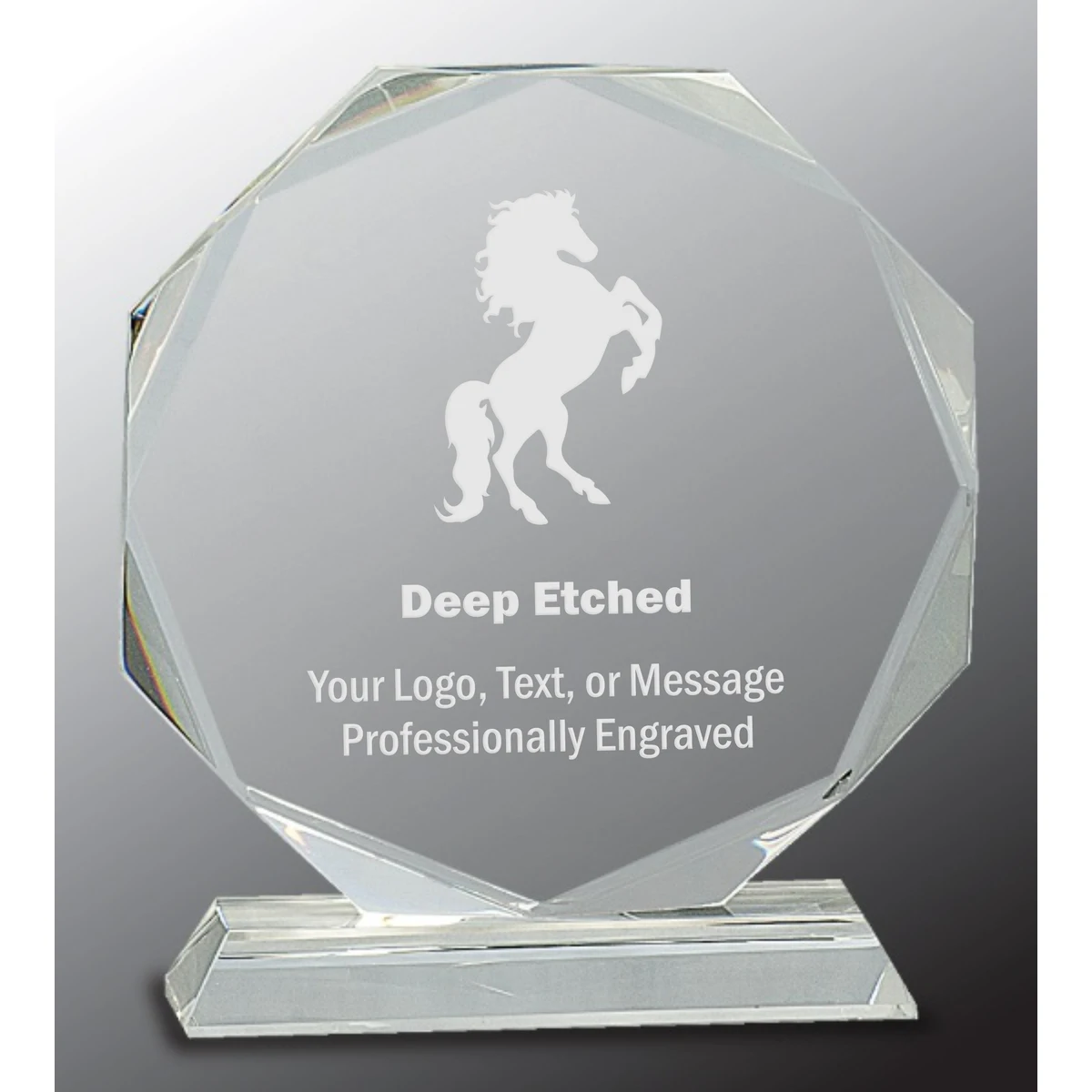 7 1/4" Clear Crystal Octagon Award on Clear Pedestal Base 1