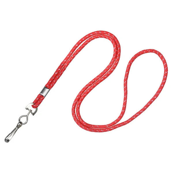 1/8" Metallic Cord Lanyard (Red) With Swivel Hook Attachment 1